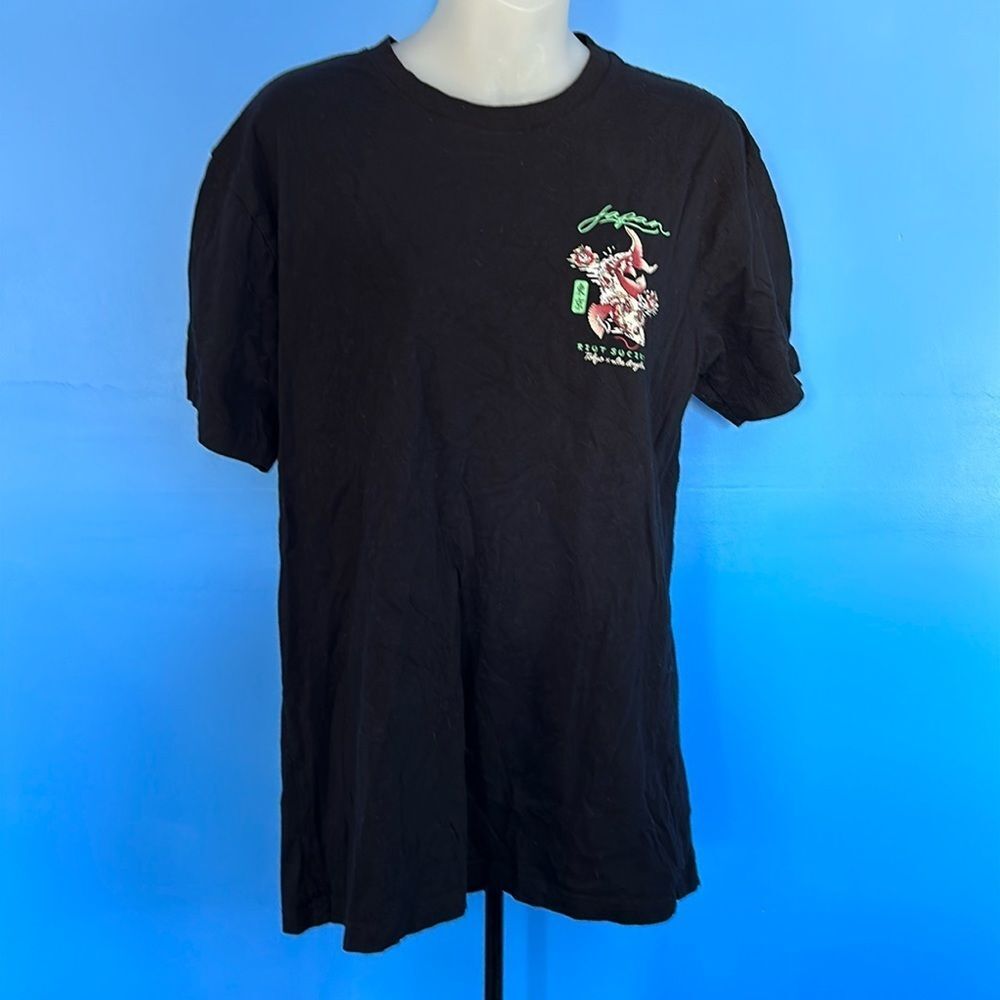 Riot Society Large Black Koi Fish Short Sleeve T-Shirt Graphic Tee